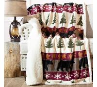 CARSTENS, INC. Ultra Premium Super Soft Plush Sherpa Fleece Oversized Throw Blanket 54" x 68", Tall Pine