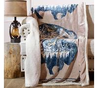 CARSTENS, INC. Ultra Premium Super Soft Plush Sherpa Fleece Oversized Throw Blanket 54" x 68", Three Buffalo