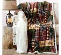CARSTENS, INC. Ultra Premium Super Soft Plush Sherpa Fleece Oversized Throw Blanket 54" x 68", Tree Plaid