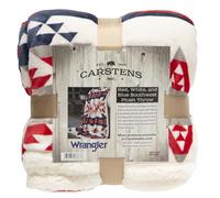 CARSTENS, INC. Wrangler Ultra Premium Super Soft Plush Sherpa Fleece Oversized Throw Blanket 54" x 68", Red White & Blue Southwestern