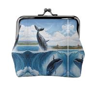 Cart Blue Mermaid Print Print Coin Purse for Men Women Leather Kiss Lock Small Pouch Coin Wallet