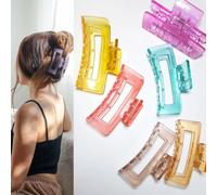 Cart Log Large Clutch - Large Nail Clips for Women - Transparent Crusher - Clear Nail Clips - Large Hair Clips for Women - Large Hair Claw Clips - Rectangle Nail Clips (Random Color) (4)