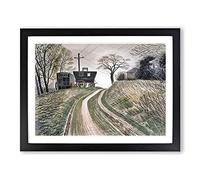 Cart On Hill By Eric Ravilious Classic Painting Framed Print | A3 Black Framed Wall Art | Ready to Hang | Classic Historical Picture | Living Room Bedroom Lounge Office