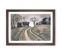 Cart On Hill by Eric Ravilious Framed Print | A2 Walnut Framed Wall Art | Ready to Hang | Modern Nature Picture | Living Room Bedroom Lounge Office
