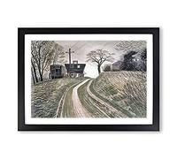 Cart On Hill by Eric Ravilious Framed Wall Art Print A2 Black