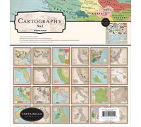 Carta Bella Cartography 1 COLL 12X12 KIT, Red, Blue, Tan,Sepia, Yellow, One Size