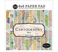 Carta Bella Cartography 1 PAD 6X6, Red, Blue, Tan,Sepia, Yellow, One Size