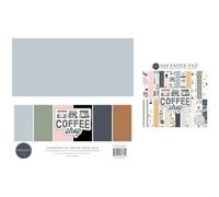 Carta Bella Paper Collection Bundle: Coffee Shop 12” x 12” Solid Paper Pack + Coffee Shop 6” x 6” Double Sided Paper Pack