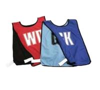 Carta Sport RNBR ROYAL/SKY Football Reversible mesh netball bibs with positions on each side, full set of 7, White, One size