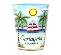 Cartagena Colombia Blue Palms In and Out Shot Glass