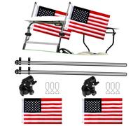 Cartalia Golf Cart Adjustable Flag Holder 2Pcs, Universal Flagpole for EZGO Club Car Yamaha, Flag Bracket for 0.59-1.18" Round/Oval Square Rails Push Cart, UTV, ATV, Included USA Flags (22"×11")