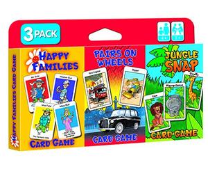 Cartamundi 3 x kids Card Games - Jungle Snap, Pairs on Wheels & Happy Families, Great Fun For Ages 4+