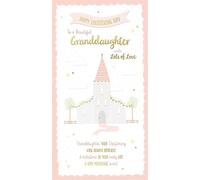 Carte Blanche Granddaughter Christening Congratulations Card for Girls - Pink Spire Church & Sentiment Verse with Foil Details - Eco-Friendly