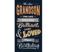 Carte Blanche Grandson Birthday Card - Amazing, Brilliant and Very Loved with a Foil Finish - Eco-Friendly