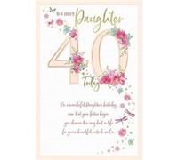 Carte Blanche Lovely Daughter 40th Milestone Birthday Card - Age 40 - Flowers and Dragonflies with Foil and Embossed Details