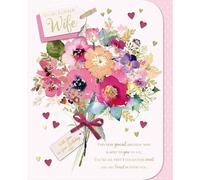 Carte Blanche Lovely Wife Large Boxed Birthday Card - Colourful Bouquet and Verse with Foil and Embellished Details