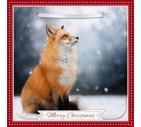 Carte Blanche Photographic 3D Lenticular Merry Christmas Single Greeting Card with Detachable Keepsake to Treasure - 6" x 6" (155 x 155mm) - Eco-Friendly (Fox in Snow)