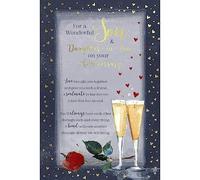 Carte Blanche Son and Daughter-in-Law Anniversary Card - Red Rose, Champagne and Sentiment Verse with Embossed Foil Details - Eco-Friendly