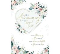 Carte Blanche Special Couple Anniversary Card - Floral Heart and Sentiment Verse Embossed with Foil Details - Eco-Friendly