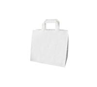 Carte Dozio - Kraft shopper with square bottom, white color, flat handle, f.to cm 32+21x27, cf 250 pcs