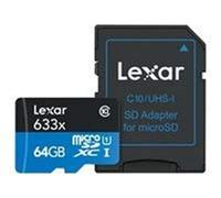 Carte mémoire Micro-SD Lexar High Performance 64Go SDXC Class 10 avec adaptateur, LSDMI64GBBNL633A