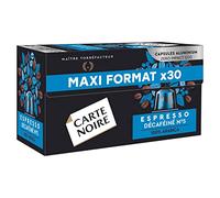 Carte Noire, Espresso Décaféiné, Nespresso Compatible Aluminium Capsules, 1 Pack of 30 Decaffeinated Coffee Pods, 100% Arabica, Cereals and Caramel Notes, Intensity 5/13