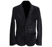 Carter Black Men's New Smart 2 Buttons Real Cowhide Suede Leather Blazer Jacket (Sizes: XS to 5XL Available) (XL)