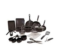 Carter & Clay 22 Piece Black Basic Kitchen Cookware & Untensil Starter Cooking Set