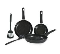 Carter & Clay 5pc Non Stick Cookware Frying Pans & Utensils Set in Black Carter & Clay Black