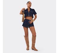 Carter Embroidered Detail Knee High Western Cowboy Boot In Light Tan Brown Faux Suede, Women's Size UK 8