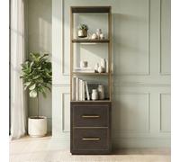 Carter Shelving Unit - 2 Drawer - Brown - Oak and Metal