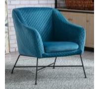 carteret fabric accent chair with black metal legs in federal blue