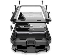 CarterLily 2024 iPhone 12 Mini Case Cover Full Body Shockproof Dustproof Waterproof Aluminum Alloy Metal Gorilla Glass Cover Case for iPhone 12 Mini 5.4 inch (Black)