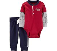 Carter's 2-Piece Layered-Look Henley Bodysuit Pant Set - Red - 3 Months
