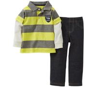 Carter's 2 Piece Polo & Pants Set (Baby) - Yellow/Grey-6 Months