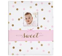 Carter's B2-14075 White, Pink and Gold Polka Dot Baby Memory Book for Girls, 60 Pages