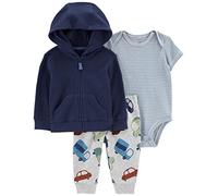 Carter's Baby Boys 3 Piece Little Jacket Set (Polar Bear), Navy/Heather With Cars, 9 Months