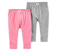 Carter's Baby Girls' 2 Pack Babysoft Pants- Pink Hearts/Grey - Pink - Newborn
