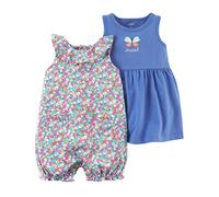 Carter's Baby Girls 3-Piece Flutter Sleeve Dress & Romper Set - Multicoloured - 9 Months