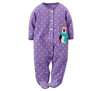 Carter's Baby Girls'"Dotty Penguin" Footed Coverall Purple 3 Months