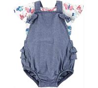Carter's Baby Girls Sunsuit Coverall Set (Chambray/Pink