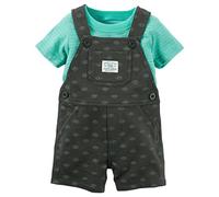 Carter's Boy Striped Tee & Football Print Shortalls; Green (6M)