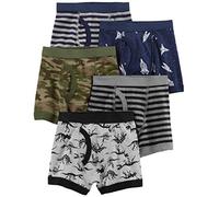 Carter's Boy's Pack of 5 Cotton Boxer Briefs (Camo Green (33401212) Dinosaur/Stripes, Size 8)