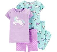 Carter's Girls Pajamas PJs 4pc Cotton Snug Swan Striped Set - Purple - 18 Months