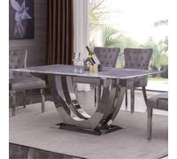 carthage marble top dining table with stainless steel base
