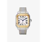 Cartier Mens Crw2Sa0016 Santos De Cartier Medium Model Stainless-Steel, 18ct Yellow-Gold and Interchangeable Leather Strap Automatic Watch Yellow Gold & Steel 1 Size