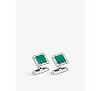 Cartier Mens Silver and Green Santos De Palladium-plated Sterling-silver Malachite Cufflinks 1 Size