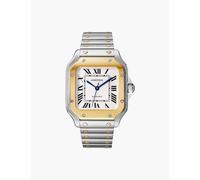 Cartier Mens Yellow Gold & Steel Crw2sa0016 Santos De Medium Model Stainless-steel, 18ct Yellow-gold and Interchangeable Leather Strap Automatic Watch 1 Size