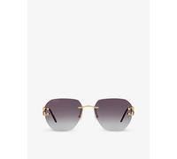 Cartier Womens Cartier ct0394S Square-Frame Metal Sunglasses Gold