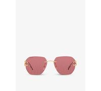 Cartier Womens Cartier ct0394S Square-Frame Metal Sunglasses Gold